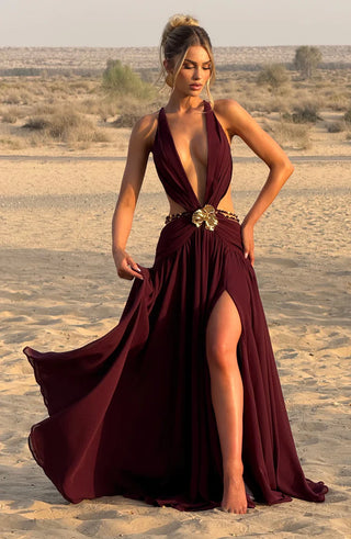 INDIANNA MAXI DRESS - BURGUNDY