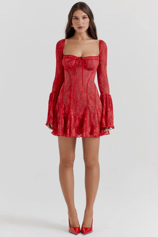 EVANGELINE MINI DRESS - RED