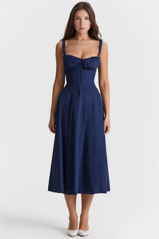 SALY LACE UP DRESS - NAVY