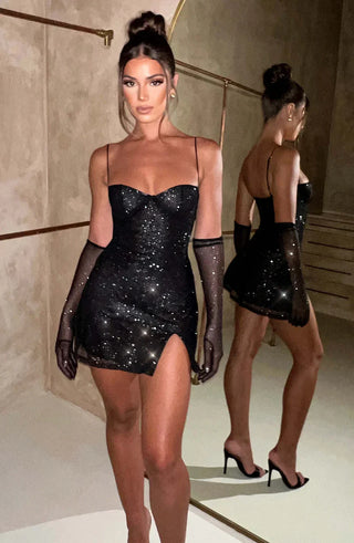 NOVA MINI DRESS - BLACK SPARKLE