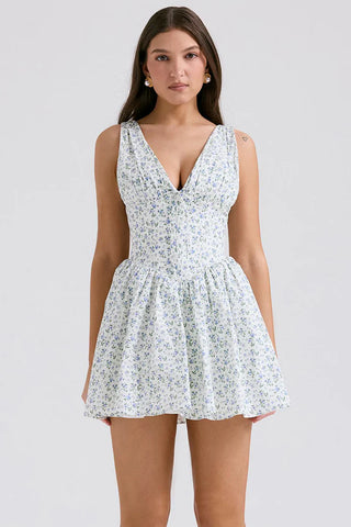 FLEUR MINI DRESS - BLUE FLORAL