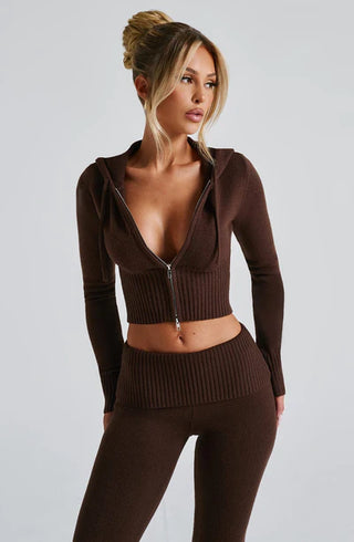 PORTIA KNIT SET - DARK BROWN