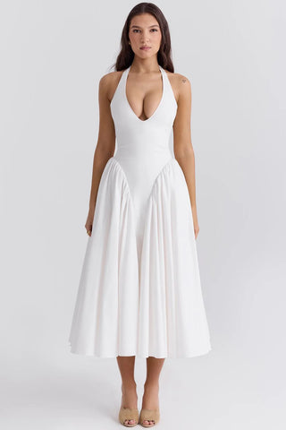 MIRA MIDI DRESS - WHITE