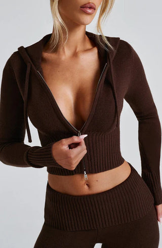 PORTIA KNIT SET - DARK BROWN