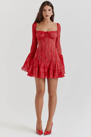 EVANGELINE MINI DRESS - RED