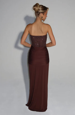 CARINA MAXI DRESS - PLUM BROWN