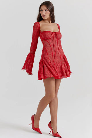 EVANGELINE MINI DRESS - RED