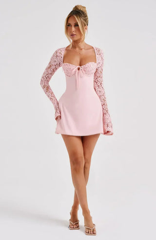LIZA LACE MINI DRESS - PINK
