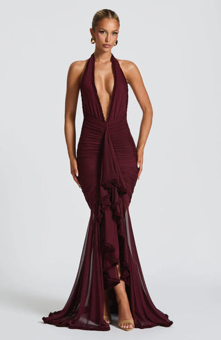 ONSI MAXI DRESS - BURGUNDY