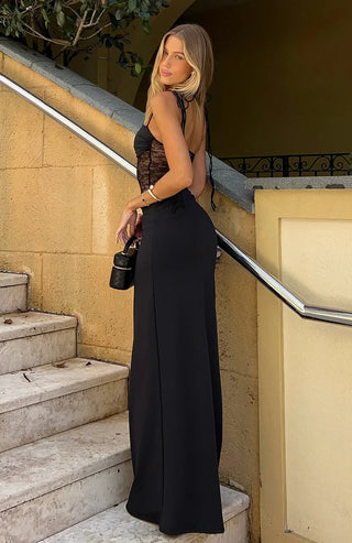LACY MAXI DRESS - BLACK