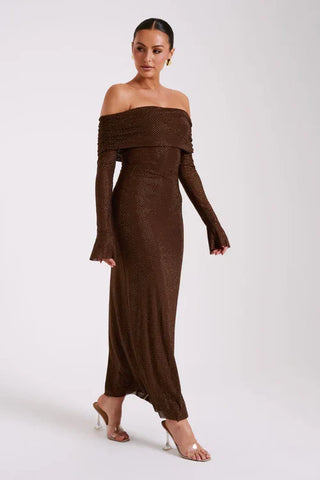 AURELIA MAXI DRESS - BROWN