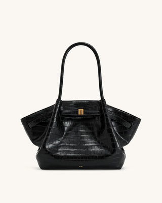 HANA MEDIUM TOTE BAG - BLACK CROC