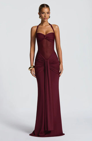 VIXEN MAXI DRESS - BURGUNDY