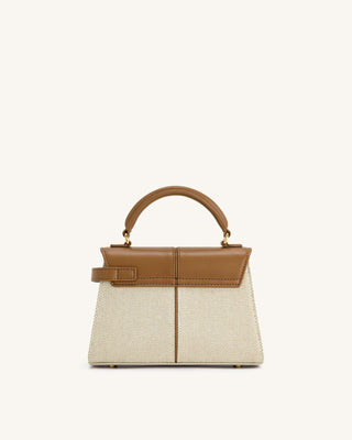 ELISE TOP HANDLE BAG - BROWN/CREAM