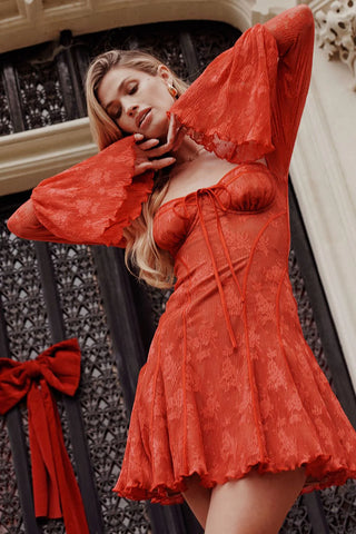 EVANGELINE MINI DRESS - RED