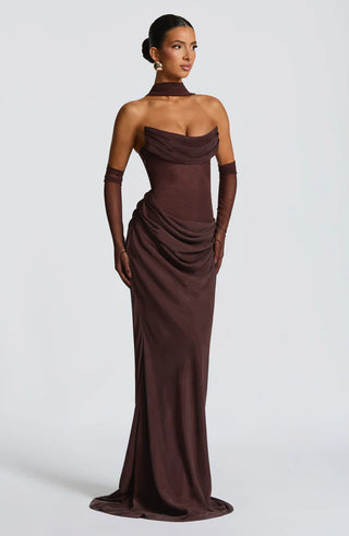LIORA MAXI DRESS - PLUM BROWN