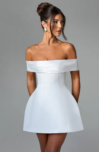 NOIR BLOOM MINI DRESS - WHITE