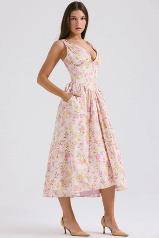CRYSTAL MIDI DRESS - PINK FLORAL