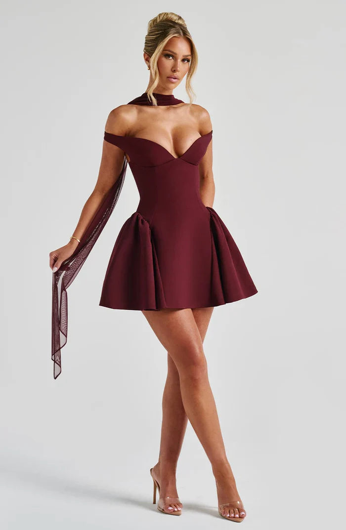 MARLA MINI DRESS - BURGUNDY