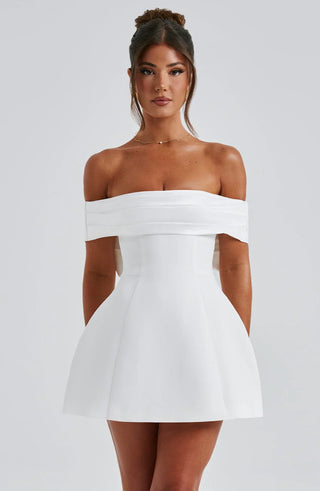 NOIR BLOOM MINI DRESS - WHITE