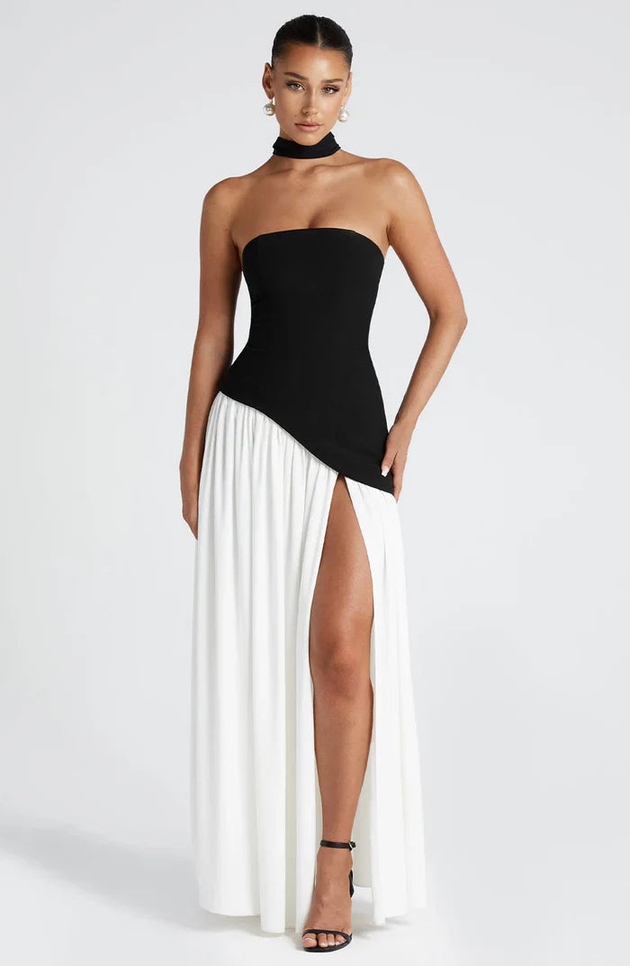 MALIYAH MAXI DRESS  - BLACK/WHITE