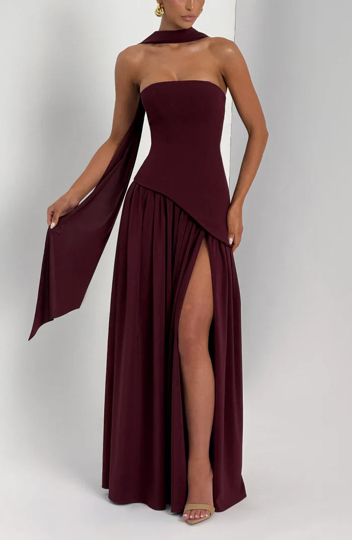 MALIYAH MAXI DRESS  - BURGUNDY