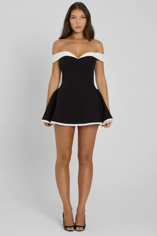 CALISTA CORSET MINI DRESS - BLACK