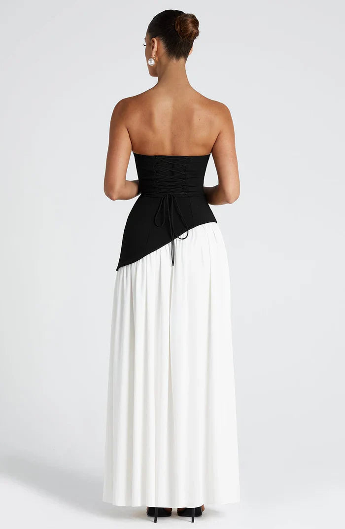 MALIYAH MAXI DRESS  - BLACK/WHITE