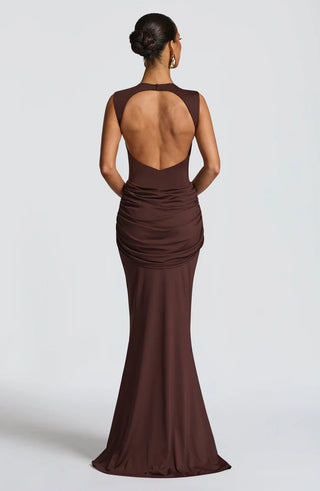 LORENZA MAXI DRESS - PLUM BROWN