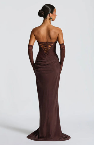 LIORA MAXI DRESS - PLUM BROWN