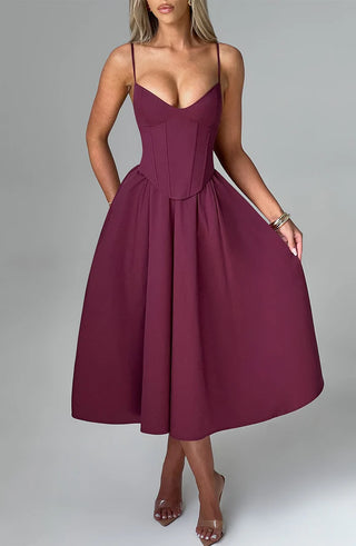 MARIELLA MIDI DRESS - BURGUNDY