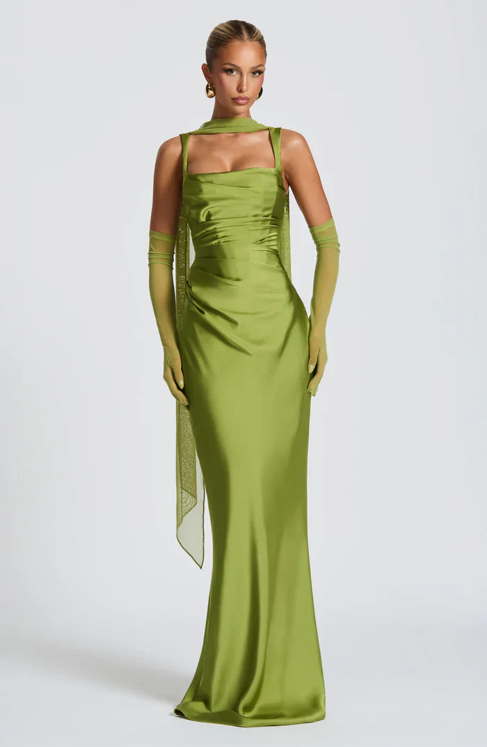 CALANTHE MAXI DRESS - OLIVE