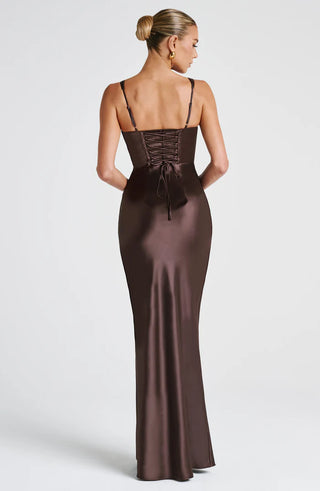 SHAE MAXI DRESS - PLUM BROWN