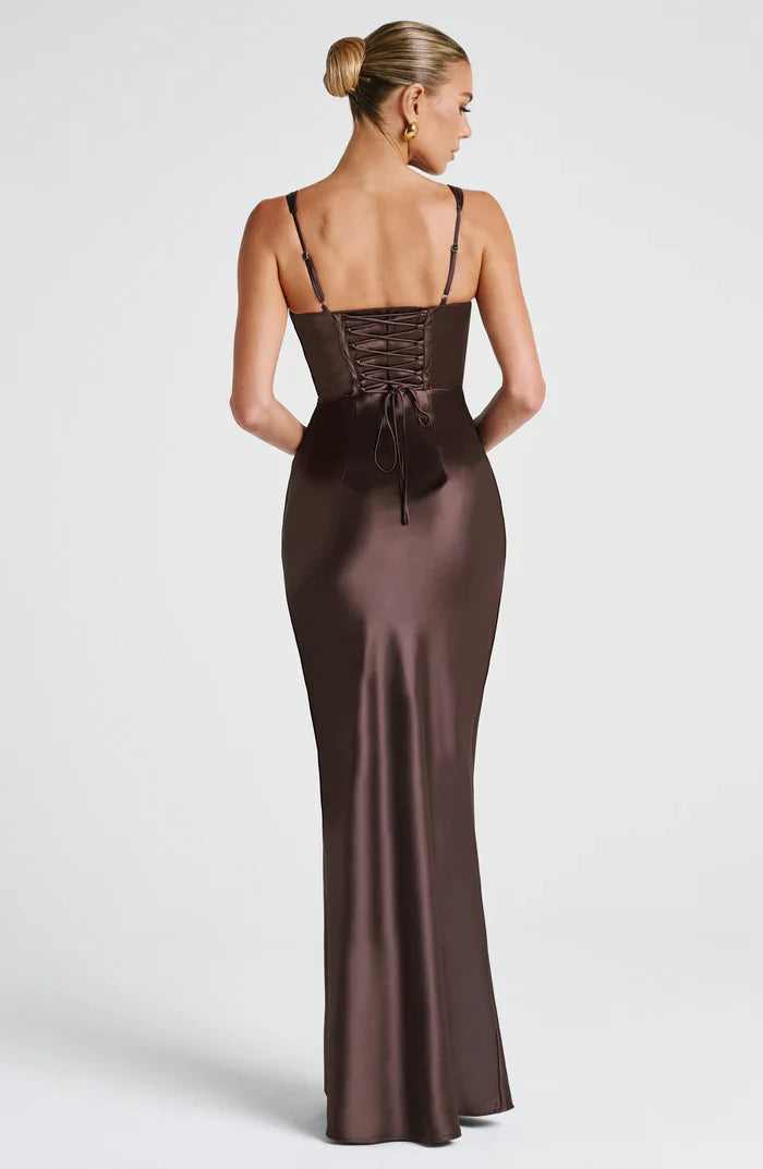 SHAE MAXI DRESS - PLUM BROWN