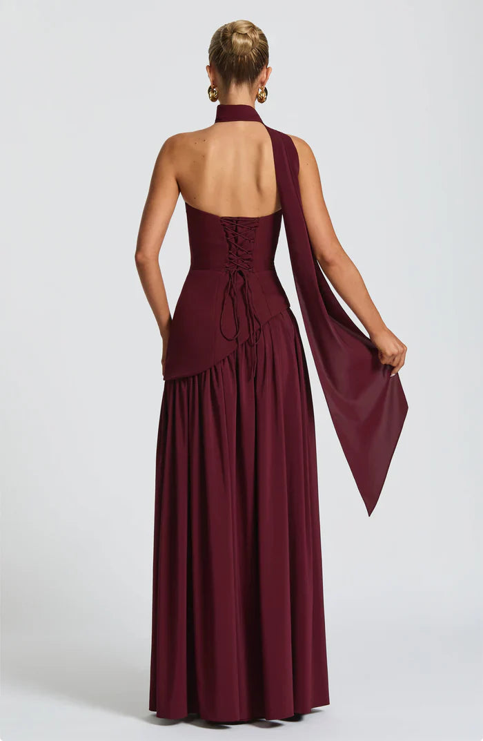 MALIYAH MAXI DRESS  - BURGUNDY