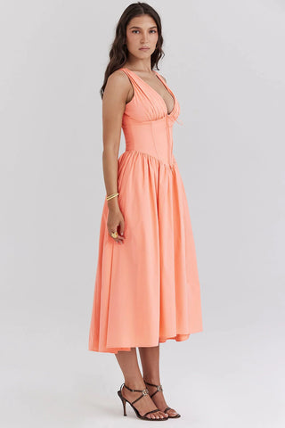 CRYSTAL MIDI DRESS - Peach