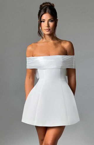 NOIR BLOOM MINI DRESS - WHITE