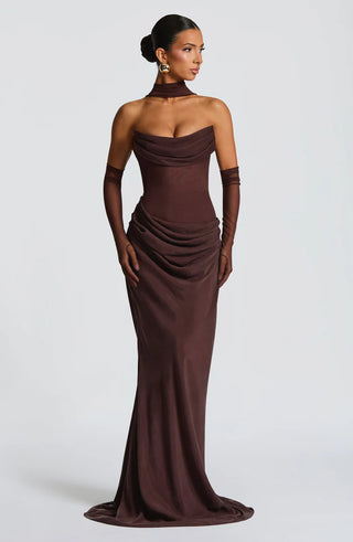 LIORA MAXI DRESS - PLUM BROWN