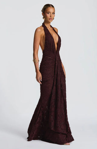 GUINEVERE MAXI DRESS - PLUM BROWN