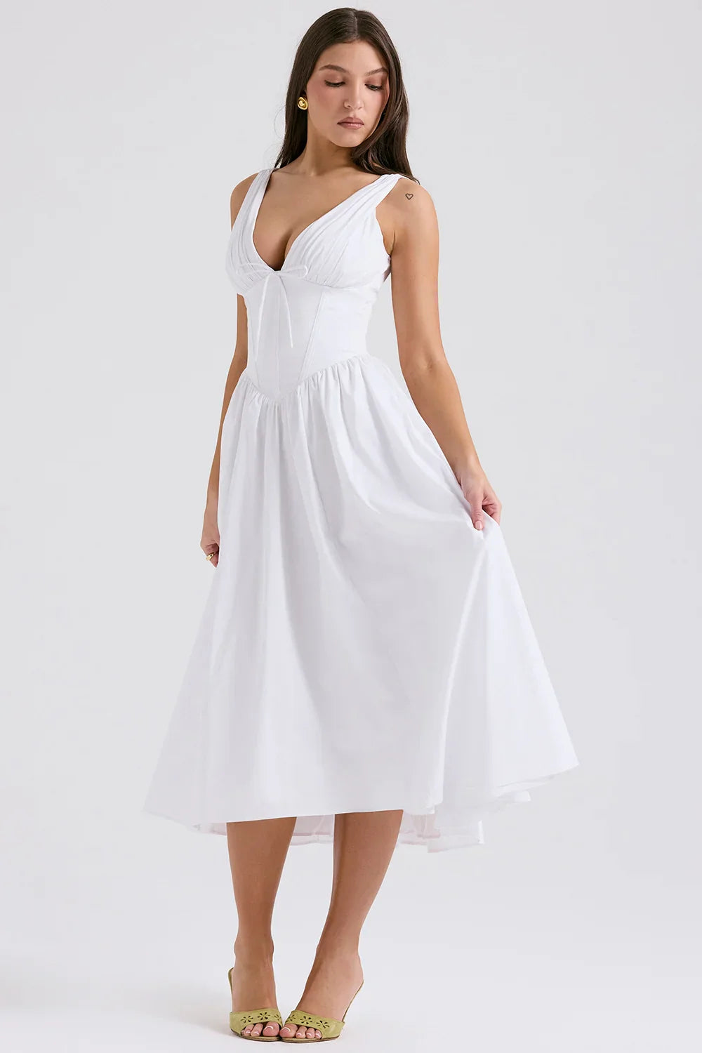 CRYSTAL MIDI DRESS - WHITE