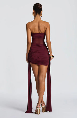 FIORELLA MINI DRESS - BURGUNDY
