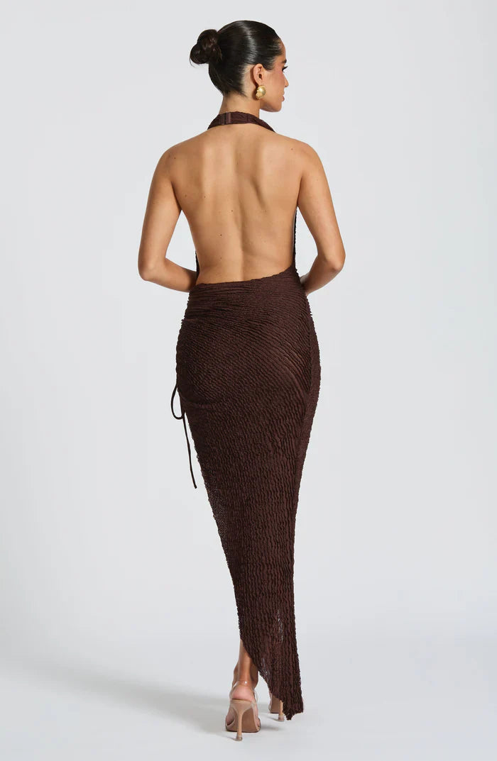 AIRLA MIDI DRESS - PLUM BROWN