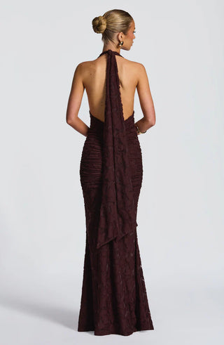 GUINEVERE MAXI DRESS - PLUM BROWN