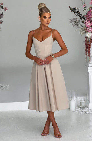 MARIELLA MIDI DRESS - BEIGE