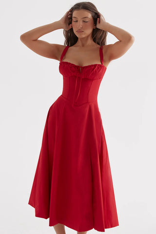 SALY LACE UP DRESS - RED