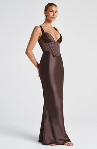 SHAE MAXI DRESS - PLUM BROWN