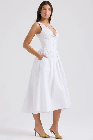 CRYSTAL MIDI DRESS - WHITE