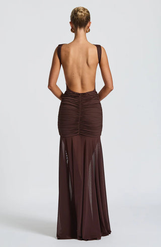 FAE MAXI DRESS - PLUM BROWN