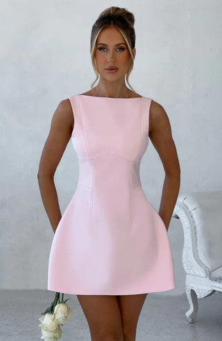 LILA BACKLESS MINI DRESS - PINK