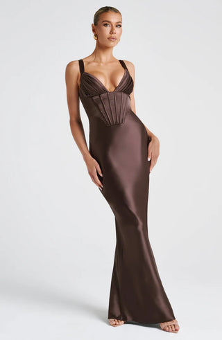 SHAE MAXI DRESS - PLUM BROWN